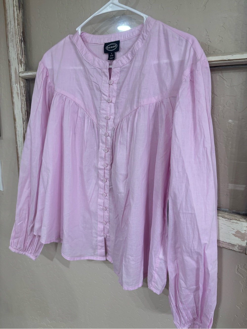 Light Pink Button-Front Women's Blouse